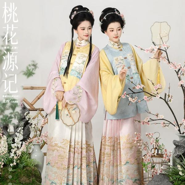 単品購入可能 明制刺繍ベスト スカート 重回汉唐桃花源记